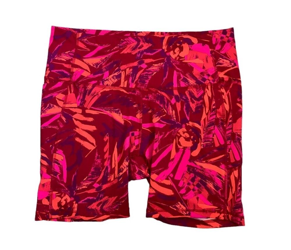 All in Motion Red Pink Orange Tropical Print Bike Short Size XXL